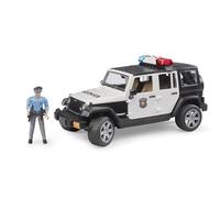 bruder 02526 - Jeep Wrangler Unlimited Rubicon Vehículo Policial con Agentes de Policía y Equipo, Módulo de Luz y Sonido