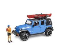 bruder 02529 - Jeep Wrangler Rubicon Unlimited con kayak y figura - 1:16, Vehículo todo terreno, todoterreno, coche, juguete a partir de 4 años