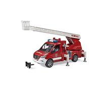 Bruder 02673 - MB Sprinter de Bomberos con Escalera giratoria y Bomba | Módulo de luz y sonido, vehículo de intervención, camión de bomberos, vehículo de emergencia, juguete, escala 1:16