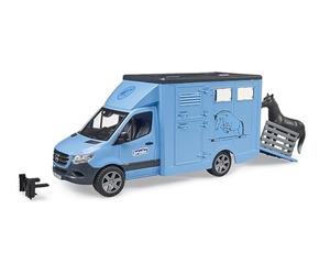 bruder 02674 - MB Sprinter para transporte de animales con 1 caballo | Furgoneta Mercedes-Benz con figura de animal, para granja de caballos, granja, agricultura, juguete a partir de 3 años, 1:16