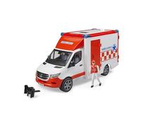 Bruder - 02676 - Mercedes Benz Sprinter Ambulancia módulo Integrado de luz y Sonido, vehículo de Emergencia, Ambulancia