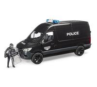 bruder 02685 - MB Sprinter de las Fuerzas Especiales de la Policía | Incluye figura bworld y módulo de luz y sonido, vehículo policial, set de coches de juguete, vehículo de emergencia, 1:16