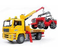 bruder 02750 - Hombre TGA Camión de recuperación con 4x4 - 1:16 Camión de recuperación, grúa, vehículo, camión, coche, jeep, taller, 4x4