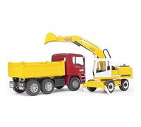 bruder 02751 - MAN TGA camión volquete con excavadora de cuchara Liebherr | Vehículos de obra, camiones, excavadora, juguete a partir de 3 años, escala 1:16