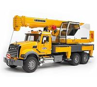 Bruder 02818 - Camión grúa Mack Granite con grúa Liebherr | Camión con grúa, camión grúa, vehículo de obra, juguete a partir de 4 años, escala 1:16