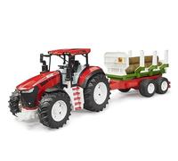 bruder 03453 - ROADMAX Tractor con remolque de transporte forestal | Set de silvicultura con remolque de madera y 3 troncos, vehículos, granja, agricultura, juguetes a partir de 2 años