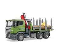 bruder 03524 - Camión de transporte de madera Scania serie R con grúa de carga, garra y 3 troncos