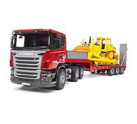 bruder 03555 - Camión Scania Serie R con Pala Baja y Bulldozer Cat, Transportador, Camión, Vehículo de construcción