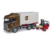 bruder 03582 - Scania Super 560R Camión logístico UPS con carretilla elevadora, vehículos, paquetería, transporte, carretilla elevadora, transportador, juguetes a partir de 4 años