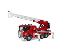 bruder 03591 - Scania Super 560R Camión de bomberos con escalera giratoria, bomba de agua, módulo de luz y sonido - 1:16 Vehículos, Camión de bomberos, Juguetes a partir de 4 años