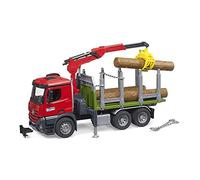 bruder 03669 - Camión para transporte de madera MB Arocs | Con grúa de carga y 3 troncos, tractor forestal, remolque de madera, silvicultura, juguete a partir de 4 años, escala 1:16