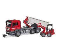 bruder 03767 - Camión MAN TGS con contenedor rodante y pala cargadora Schäffer 2630, vehículos, pala cargadora, transportador, pala cargadora, juguetes a partir de 4 años