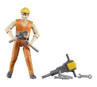 Bruder Figura de juguete Bworld 60020, Obrero de la construcción, 10,7 cm, con accesorios