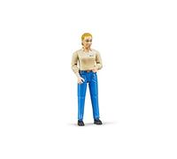 bruder 60408 - bworld mujer con piel clara y pantalones azules, figura de juguete, granjero, esposa de granjero