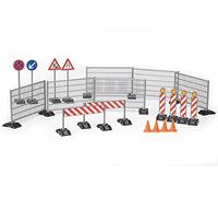 bruder 62007 - Set de obra con vallas, señales y conos | Accesorios para vehículos de obra, obras, construcción de carreteras y otros trabajos de construcción