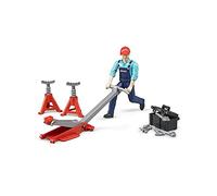 bruder 62100 - bworld juego de figuras taller, figura de juguete, taller de motos, taller de coches