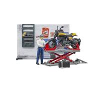 bruder 62102 - bworld taller de motos Scrambler Ducati Full Throttle con mecánico,taller, figura de juguete