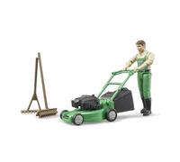 bruder 62103 - bworld jardinero con cortacésped y herramientas de jardín, figura de juguete, granja