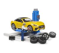 bruder 62112 - bworld Car Service Centre con bruder Roadster - 1:16 taller de coches, mecánico, de carreras, juguete a partir de 4 años