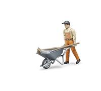bruder 62130 - bworld Miniature Set Municipal Worker - 1:16 Miniatura, Vehículo de construcción, Trabajador de la construcción, Granja, Hombre