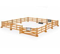 bruder 62604 - Valla de pastos con pajar, placa identificativa y comedero | 11 elementos de valla, accesorios para prados de caballos, granja de caballos, granja, agricultura, 1:16