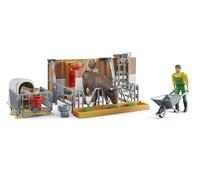 Bruder Establo bworld 62611 para vacas y terneros con granjero y accesorios