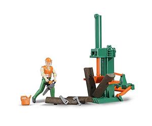 Bruder 62650 - Set de silvicultura Bworld con Accesorios | Figura de juego: leñador con cortadora de leña, silvicultura, granja, juguetes para niños a partir de 4 años