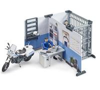 Bruder 62732 - bworld comisaría de policía con Moto y Equipamiento | Comisaría, figura de policía, complemento para el coche de policía, juguetes para niños a partir de 4 años, 1:16
