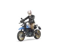 Bruder 63051 - Ducati Scrambler Desert Sled con Conductor | Motocicleta con figurita de bworld, motocross, juguete para niños a partir de 4 años, 1:16