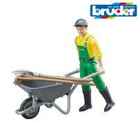 Bruder Juguetes 62610 Juego Figura Granjero/Jardinero Carretilla Escoba Horca 1