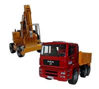 Bruder Dumper MAN TGA 02751 Camión Rojo Con Excavadora