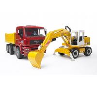 Bruder MAN TGA Camión Volquete Y Excavadora Liebherr 912 Juguete De Modelo Obra