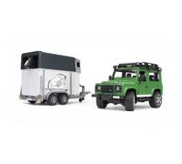 Bruder: set de todoterreno Land Rover Defender con remolque para caballos y figura de caballo