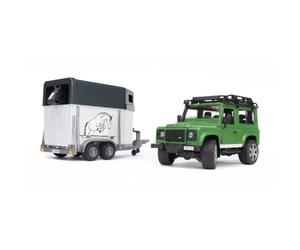 Bruder: set de todoterreno Land Rover Defender con remolque para caballos y figura de caballo