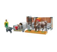 bruder Tiere 62611 - Bworld Cow and Calf Hutch with Farmer & Accessories - 1:16