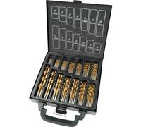 Brüder Mannesmann Brocas HSS 99 pzas, Ø 1-10 mm, titanio | M54399 | Revestimiento para larga vida útil y resistencia al calor, ángulo de punta de 135°, vástago cilíndrico, en maletín de metal
