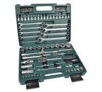 Brüder Mannesmann Juego de vasos 1/4"+1/2", 82 pzs, CV, TÜV/GS | M29112 | Acabado cromado mate y pulverizado, fabricado según norma DIN, en maletín de plástico, para coche y bricolaje