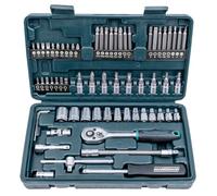 Brüder Mannesmann Juego de vasos 1/4", 65 pzs, CV, TÜV/GS | M29165 | Carraca y numerosas puntas de acero al cromo-vanadio, certificado GPSR, en maletín, para taller y uso móvil