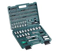 Brüder Mannesmann juego de vasos 115 pzs., 1/4"+1/2", TÜV/GS | M98415 | Acero cromo-vanadio pulido, carraca y alargaderas en maletín de plástico, para coche, moto y hogar, robusto y duradero