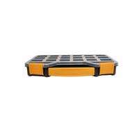 Brüder Mannesmann M41556 - Organizador de piezas pequeñas (327 x 258 x 47 mm, 18 compartimentos variables, tapa transparente con mango suave, para tornillos, tacos y piezas pequeñas en taller y hogar)