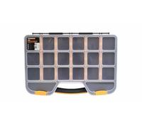 Brüder Mannesmann M41557 - Organizador de piezas pequeñas (415 x 286 x 61 mm, división de compartimentos variables, tapa transparente con asa, para tornillos, tacos y piezas pequeñas en taller y hogar