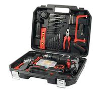Brüder Mannesmann Maletín herramientas 36 piezas, taladro 750 W | M12615 | Portabrocas de 13 mm, regulación de velocidad, giro derecha/izquierda, con 17 brocas, 9 puntas, alicate, martillo y nivel