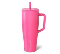 BrüMate Era - Vaso aislado de 40 onzas con asa y pajilla, tapa y popote flexible SoftSip, hecho de acero inoxidable, base apta para portavasos, 40 onzas (rosa neón)