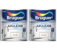 Bruguer Esmalte Azulejos al Agua Satinado Blanco Piedra 750ml (Paquete de 2)