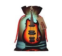 BrUgui Juego de bolsas de regalo festivas, embalaje reutilizable para Navidad, cumpleaños y fiestas, bolsas de regalo decorativas para guitarra, bajo, música, instrumento musical