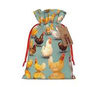 BrUgui Juego de bolsas de regalo festivas - Embalaje reutilizable para Navidad, cumpleaños y fiestas - Bolsas de regalo decorativas lindo pollo caminando