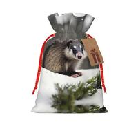 BrUgui Juego de bolsas de regalo festivas - Embalaje reutilizable para Navidad, cumpleaños y fiestas - Bolsas de regalo decorativas Opossum In Snow