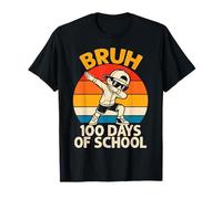 Bruh 100 Days of School Dabbing Niños Retro Vintage Camiseta