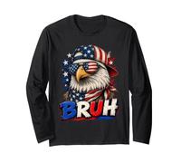 Bruh 4th of July Funny Eagle American Patriotic Manga Larga