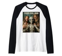 Bruh Bigfoot Alien Jesús Rock On Hand Sign UFO Selfie Camiseta Manga Raglan